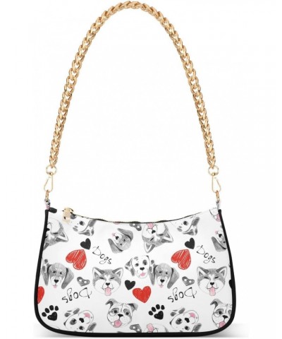 Shoulder Bag Dog Cat Heart Paw Print Heart Women Clutch Handbag Shoulder Purch Date Chain Bag Tote Bag Spring Holiday Birthda...