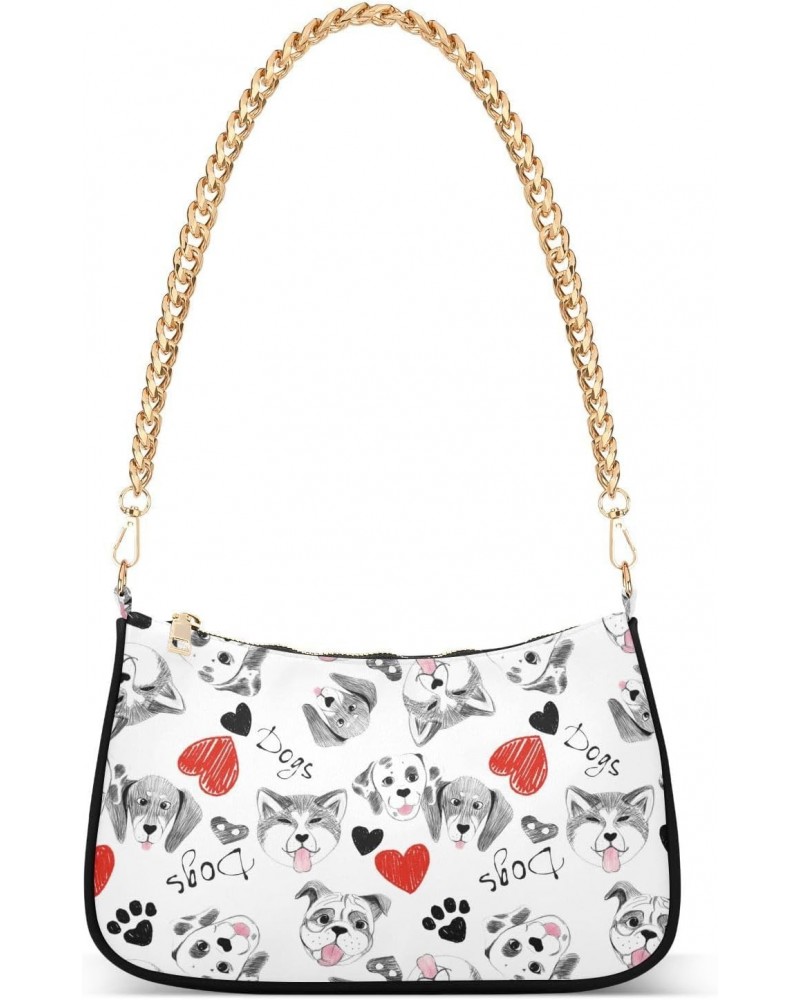 Shoulder Bag Dog Cat Heart Paw Print Heart Women Clutch Handbag Shoulder Purch Date Chain Bag Tote Bag Spring Holiday Birthda...