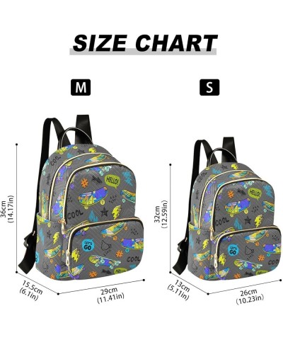 Mini Backpack for Women, Skateboards Cool Travel Backpack Purse for Ladies, Small Bookbag Daypack Shoulder Bag S Multi809 Sma...