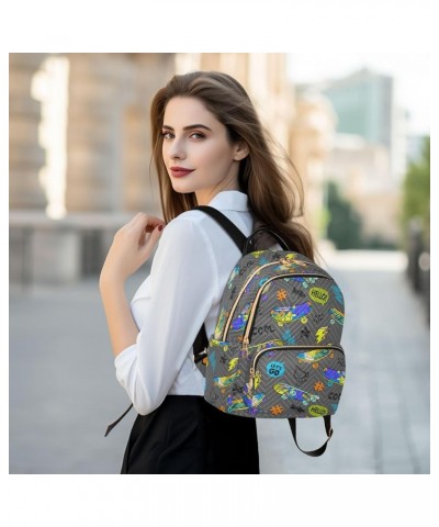 Mini Backpack for Women, Skateboards Cool Travel Backpack Purse for Ladies, Small Bookbag Daypack Shoulder Bag S Multi809 Sma...