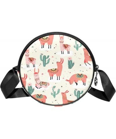 Cute Pink Piggy Crossbody Bag for Women Teen Girls Round Canvas Shoulder Bag Purse Tote Handbag Bag Multi07 $11.54 Totes