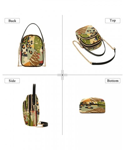 Tropical Leaves Crossbody Bags for Women Quilted Chain Crossbody Purses Trendy Leopard Skin Cross Body Phone Purse Handbag $1...