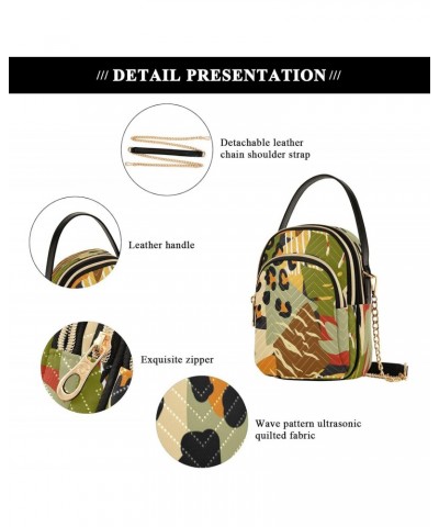 Tropical Leaves Crossbody Bags for Women Quilted Chain Crossbody Purses Trendy Leopard Skin Cross Body Phone Purse Handbag $1...