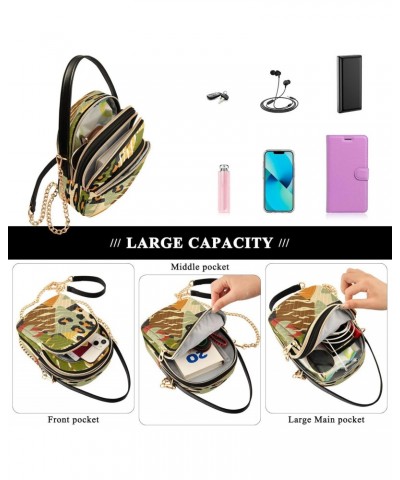 Tropical Leaves Crossbody Bags for Women Quilted Chain Crossbody Purses Trendy Leopard Skin Cross Body Phone Purse Handbag $1...