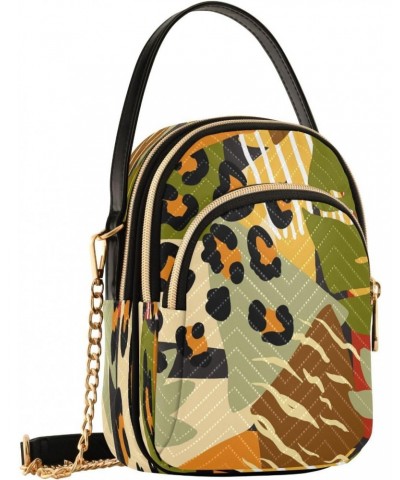 Tropical Leaves Crossbody Bags for Women Quilted Chain Crossbody Purses Trendy Leopard Skin Cross Body Phone Purse Handbag $1...