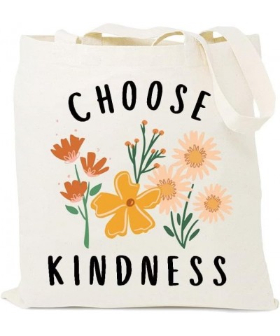 Choose Kindness Cotton Canvas Tote Bag Bee Be Kind Inspirational Market Traveling Cotton Shoulder Bag Beige $5.74 Totes