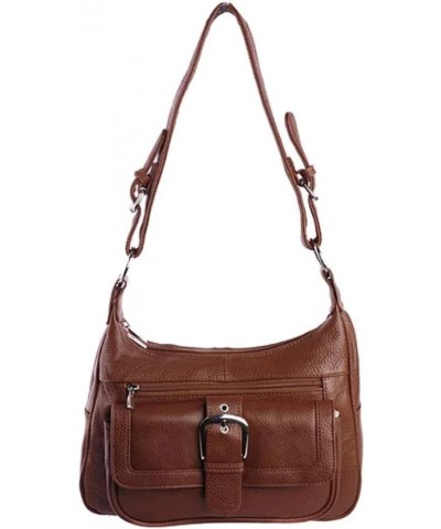 Silver Fever® Leather Buckle Flap Hobo Handbag Brown $18.92 Shoulder Bags