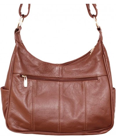 Silver Fever® Leather Buckle Flap Hobo Handbag Brown $18.92 Shoulder Bags