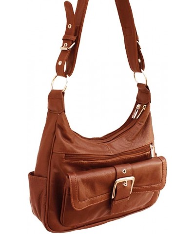 Silver Fever® Leather Buckle Flap Hobo Handbag Brown $18.92 Shoulder Bags