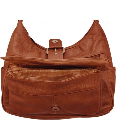 Silver Fever® Leather Buckle Flap Hobo Handbag Brown $18.92 Shoulder Bags