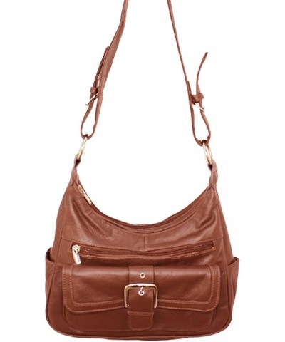 Silver Fever® Leather Buckle Flap Hobo Handbag Brown $18.92 Shoulder Bags