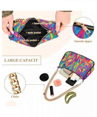 Small Chain Shoulder Bag for Women Tie Dye Pride Rainbow Swirl Hobo Handbags Tote Clutch Bag Ladies Crossbody Bag Purse with ...