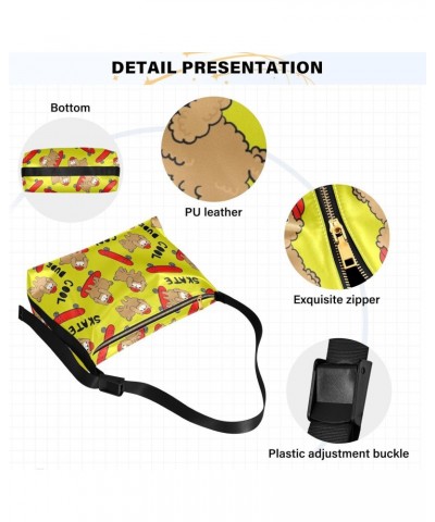 Crossbody Bag for Women Men Trendy Cartoon Dog on Skateboard Leather Casual Hobo Shoulder Bags Purses with Adjustable Strap F...