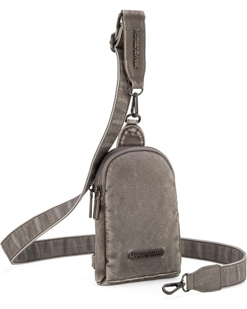 Sling Bag Crossbody for Women Small Fanny Packs Cross body Chest Bag Soft Washed Leather for Travel MWC-825JN G-light Grey $8...