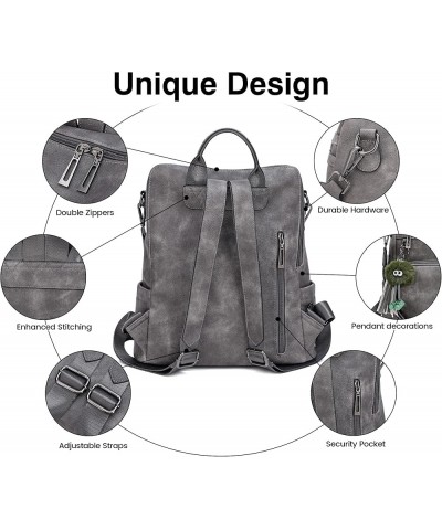 Leather Backpack Purse for Women Travel Fashion Ladies Shoulder Bags Backpacks With Small Purses 3-1 Dark Grey $20.99 Backpacks