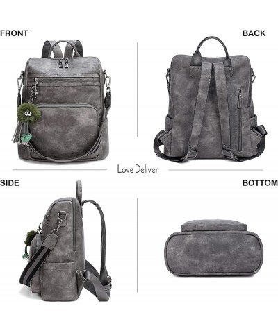 Leather Backpack Purse for Women Travel Fashion Ladies Shoulder Bags Backpacks With Small Purses 3-1 Dark Grey $20.99 Backpacks