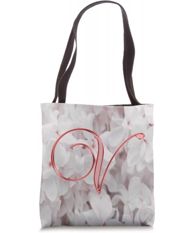 V Red Lilac Flower Petal Plant Nature Initial Letter Name Tote Bag $10.49 Totes