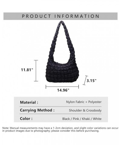 Quilted Shoulder Bag Pleated Hobo Crossbody Purse Chic Nylon Large Capacity Tote Bag Foldable Armpit Bag Crescent Clutch Bag ...