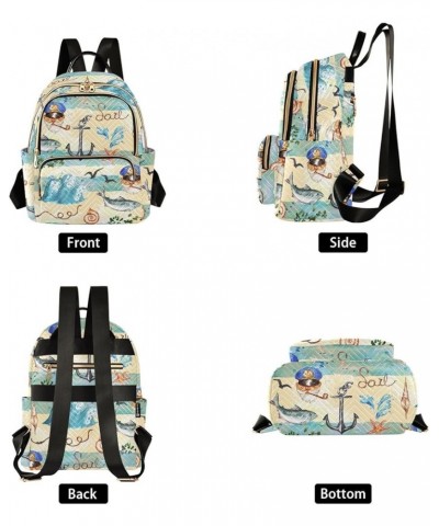 Nautical Backpack Purse for Women Small Mini Women's Fashion Backpack for Gifts Lady Women Holiday,S Small $13.02 Backpacks