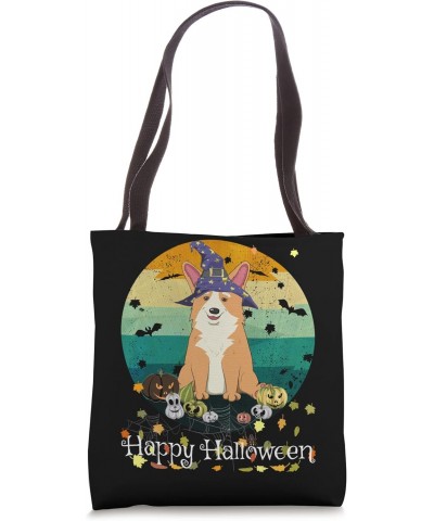 Happy Halloween Kawaii Witch Corgi & Pumpkin Jack-O-Lantern Tote Bag $12.23 Totes