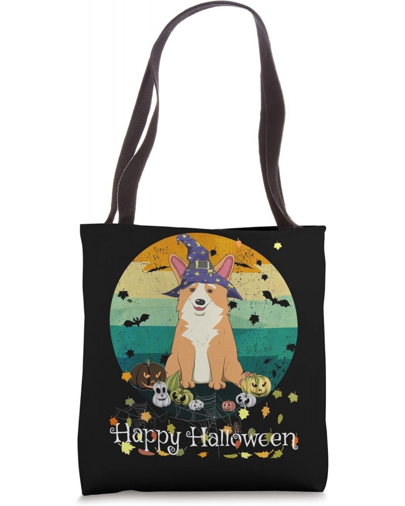 Happy Halloween Kawaii Witch Corgi & Pumpkin Jack-O-Lantern Tote Bag $12.23 Totes