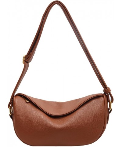 Medium Casual Hobo Bags Vegan Leather Purses Trendy Shoulder Handbags Covered Design Dumpling Bag for Women Brown $13.20 Hobo...