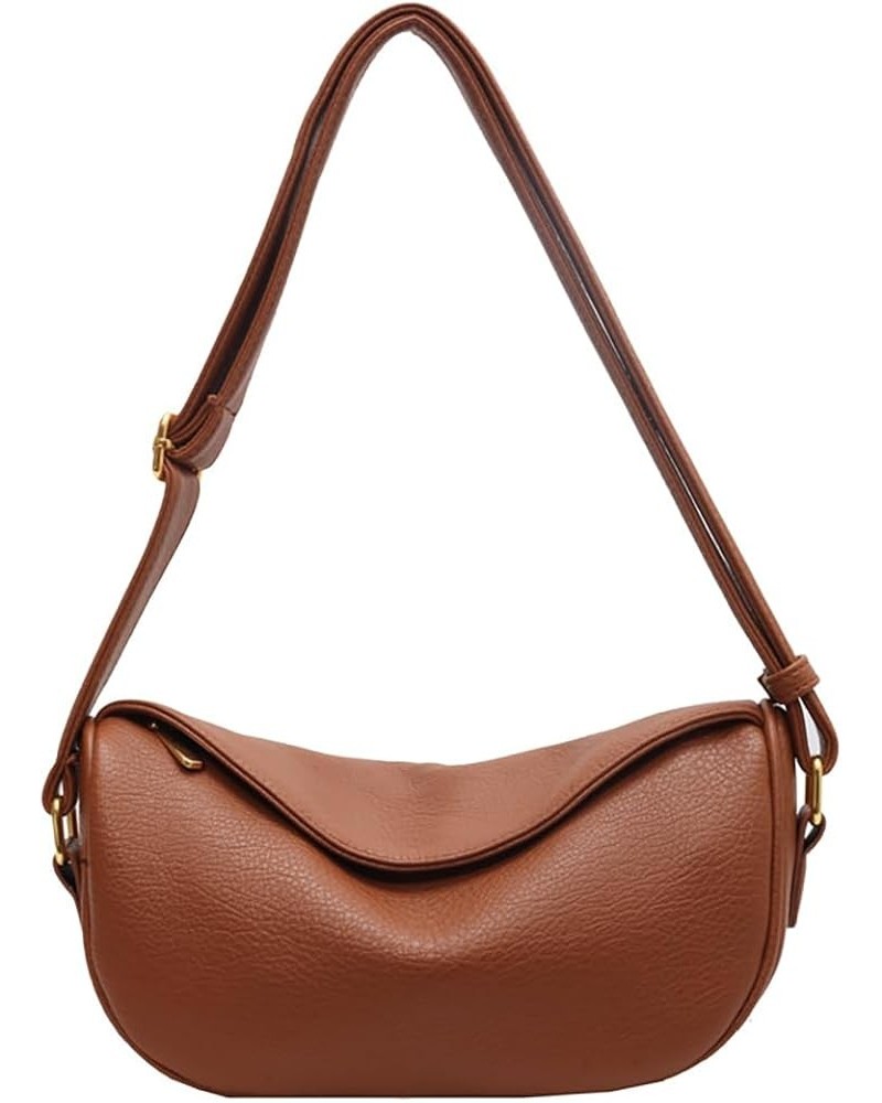 Medium Casual Hobo Bags Vegan Leather Purses Trendy Shoulder Handbags Covered Design Dumpling Bag for Women Brown $13.20 Hobo...