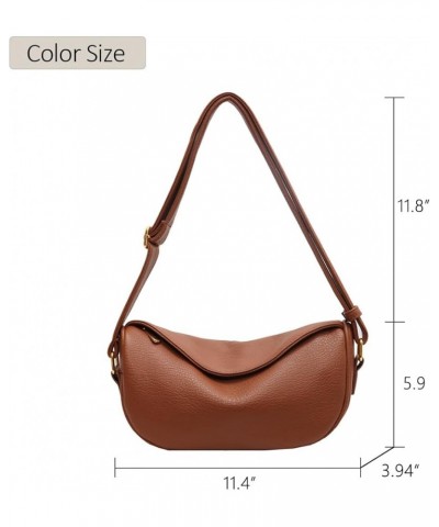 Medium Casual Hobo Bags Vegan Leather Purses Trendy Shoulder Handbags Covered Design Dumpling Bag for Women Brown $13.20 Hobo...