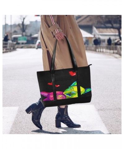 Women's Tote Shoulder Bag Dog Rainbow Flag Capacity Handbag $22.87 Shoulder Bags