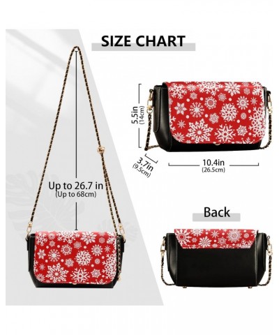 Christmas Crossbody Handbag White Red Snowflake PU Leather Shoulder Bag Sturdy Travel Pouch Compact Chic Bag for Women Everyd...