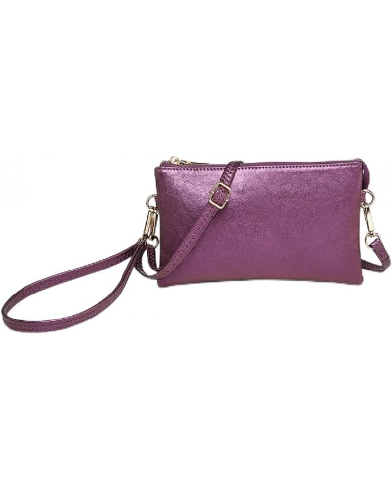 Riley Vegan Leather Crossbody Bag for Women - Small Clutch or Purse, Wallet Bags, Wristlet & Strap Sapphire Purple $17.18 Wri...