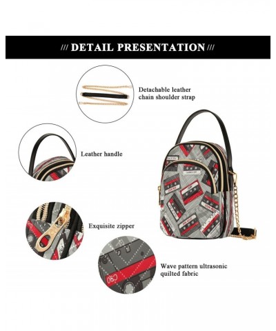 Retro Cassette Music Crossbody Bag Small Shoulder Handbags Leather Purse for Women $10.40 Crossbody Bags