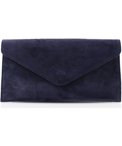 Womens Vera Pella Clutch Bag Ladies Real Leather Shoulder Bag Navy $19.78 Shoulder Bags