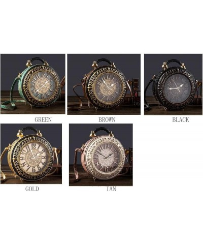 work clock hand bag, antique clock design women's evening satchel, PU leather retro steampunk style satchel for female girls ...