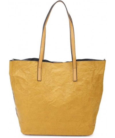 Women Handbag Metallic PU Tote Bag with Removable pouch Yellow $17.63 Totes