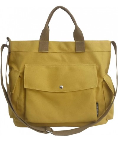 Canvas Tote Bag with Pockets for Women Crossbody Bag Canvas Shoulder Bag Work Tote Bag Hobo Handbag for Men A04-yellow-large ...