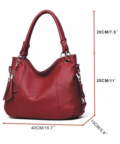 Women's leather Shoulder Bag For Women Tote Bag Satchel Bags Handbags For Women Wine Red $22.78 Totes