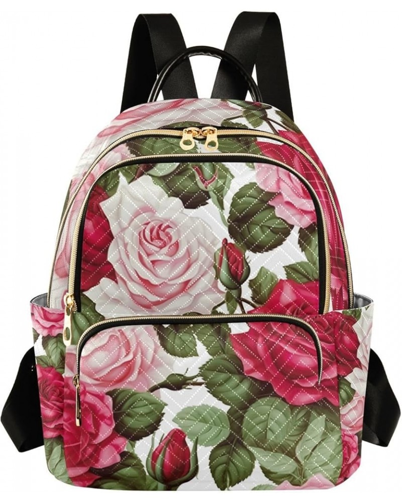 Strawberries with Coloured Dots Women's Backpack Purse, Women Backpack, Womens Travel Backpack, S Red Roses Medium $18.01 Bac...