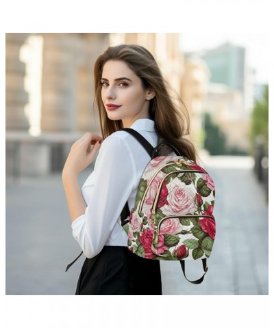 Strawberries with Coloured Dots Women's Backpack Purse, Women Backpack, Womens Travel Backpack, S Red Roses Medium $18.01 Bac...