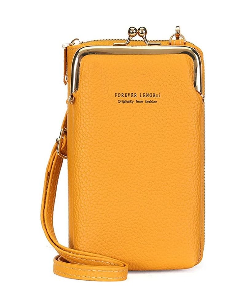 Women's mobile phone purse Credit Card Slot Purse PU Leather Multi-color Shoulder Strap Handbag Yellow $9.43 Shoulder Bags