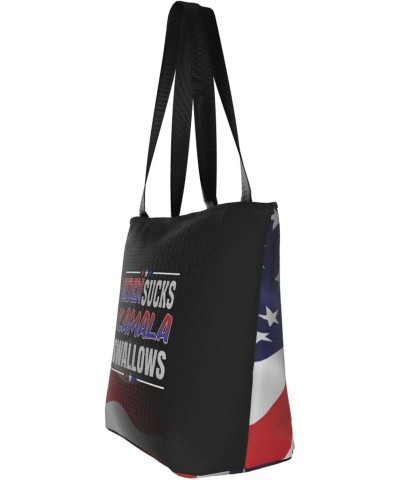 Biden Sucks Kamala Swallows Anti Joe Biden Anti-democrat Women'S Casual One Shoulder Carry Shopping Bag Large Capacity Workin...