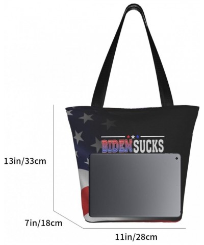 Biden Sucks Kamala Swallows Anti Joe Biden Anti-democrat Women'S Casual One Shoulder Carry Shopping Bag Large Capacity Workin...