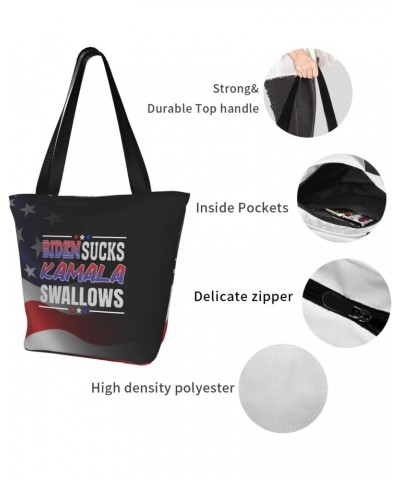 Biden Sucks Kamala Swallows Anti Joe Biden Anti-democrat Women'S Casual One Shoulder Carry Shopping Bag Large Capacity Workin...