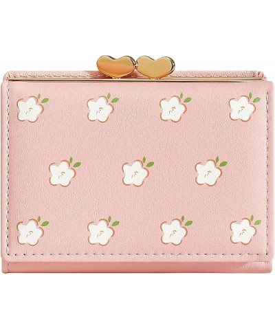 Cute Flower Leaf Pattern Women Wallet PU Leather Short Trifold Credit Card Case Holder Organizer Coin Purse with ID Window (B...