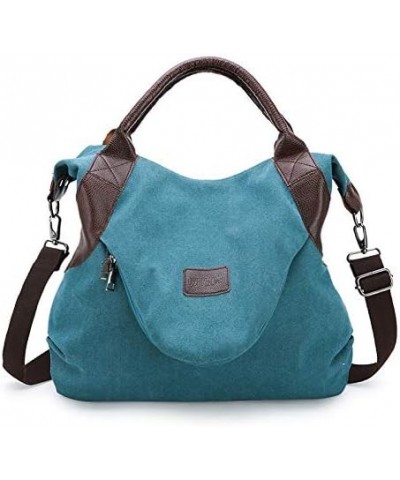 Canvas Tote Bag For Women, Travel Shoulder Bag Top Handle Handbag with zipper for Shopping, Travel Blue $16.55 Totes