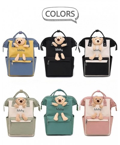 Kawaii Backpack Large Capacity Bag Cute 3D Toy Bear Lightweight Wear-resistant Aesthetic Bag (Green+White) Blue+yellow $21.41...