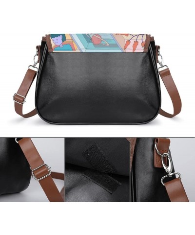 Printed Crossbody Bag Shoulder Bag PU Leather Women's Designer Satchels Running Skeleton Color11 $26.49 Satchels