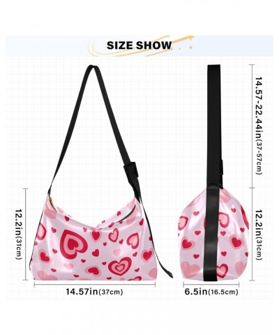 Valentine's Day Pink Heart Hobo Bags for Women Handbag Shoulder Bag Purses Leather Crossbody Bag for Work Travel Gifts $14.52...