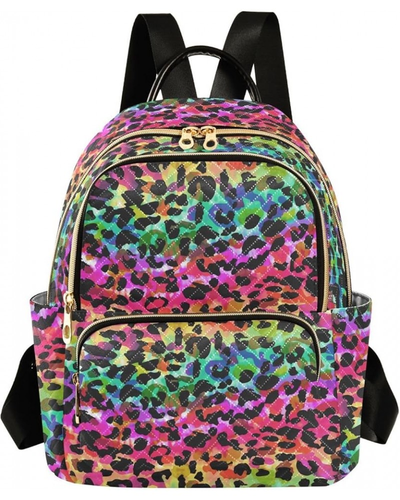 Rainbow Bright Animal Spots Watercolor Women Backpack Purse Shoulder Bag Color Small $15.18 Backpacks