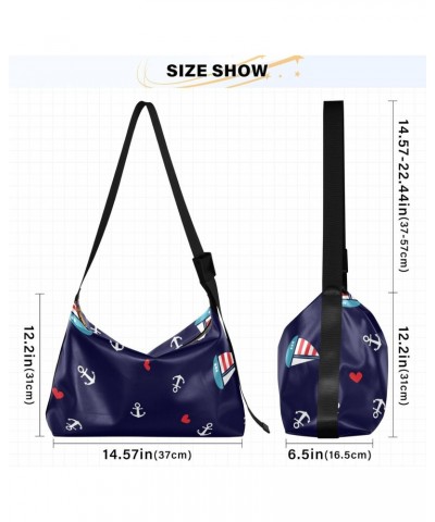 Love Marine Anchor Crossbody Bag Hobo Handbag Purse Fashion PU Leather Shoulder Bags for Women $13.94 Hobo Bags